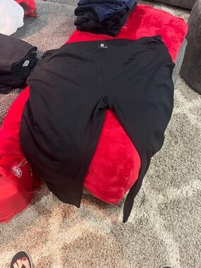 Free Country Black Active Leggings with White Logo